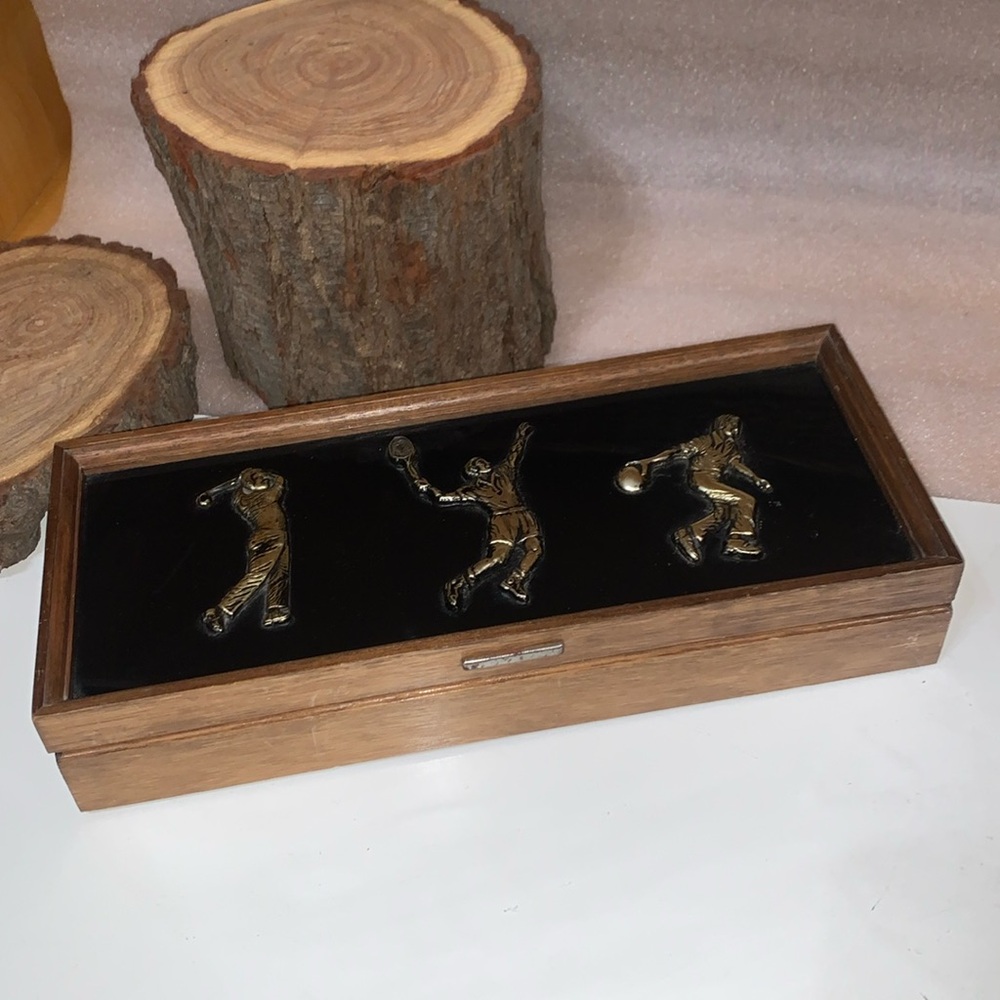 Vintage London Leather Men’s Watch Jewelry Wood Box